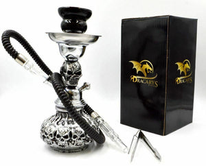 Dracarys Silver Skulls Smoking Hookah Shisha Pipe for Smoking 11.5''