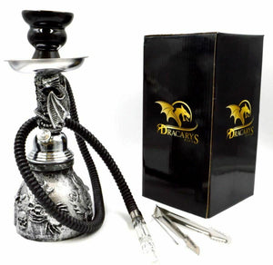 Dracarys Silver Skulls Dragon Smoking Hookah Shisha Pipe for Smoking 11.5''