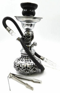 Dracarys Silver Skulls Smoking Hookah Shisha Pipe for Smoking 11.5''