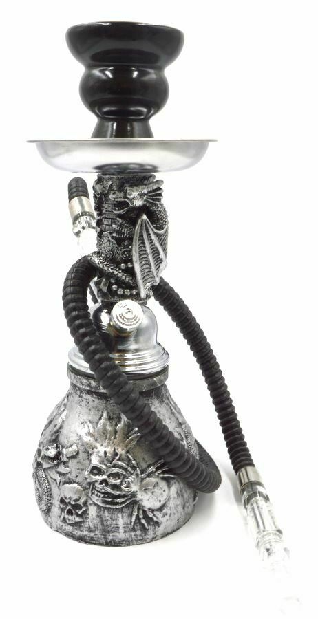 Dracarys Silver Skulls Dragon Smoking Hookah Shisha Pipe for Smoking 11.5''