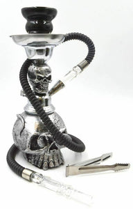 Dracarys Silver Skulls Smoking Hookah Shisha Pipe for Smoking 11.5''