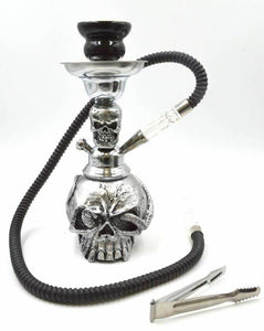 Dracarys Silver Skulls Smoking Hookah Shisha Pipe for Smoking 11.5''