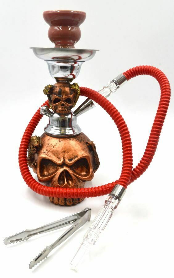 Dracarys Bronze Skulls Smoking Hookah Shisha Pipe for Smoking 11.5''