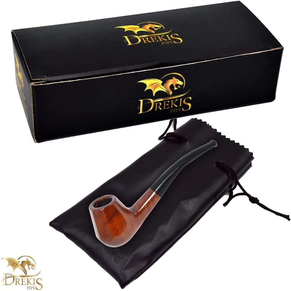 Drekis Pipes Rosewood Smoking Pipe Natural, Handmade Wood Brandy Style