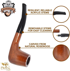 Drekis Pipes Rosewood Smoking Pipe Natural, Handmade  Wood Zulu Style