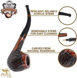 Drekis Pipes Rosewood Smoking Pipe Natural, Handmade Wood Brandy Style