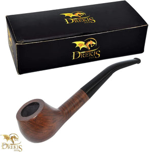 Drekis Pipes Rosewood Smoking Pipe Natural, Handmade Wood Bent Apple Style