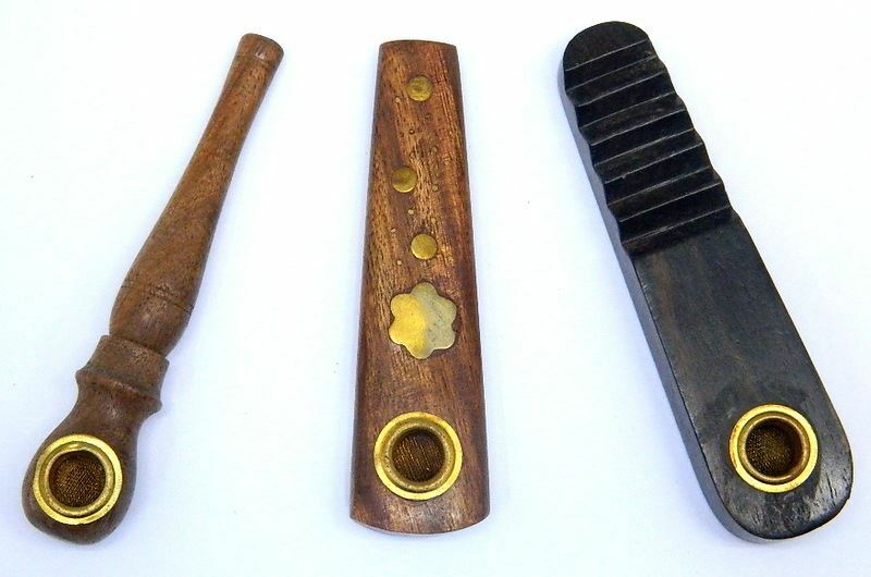 Set of 3 Wooden Hand Carved Indian Smoking Pipes MY-4500