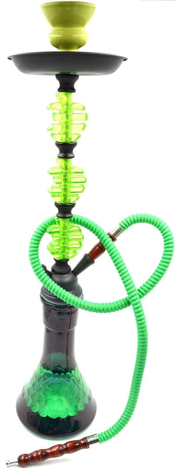 24" Green Apple Design Glass Vase Hookah Shisha Smoking Pipe Plastic Hose