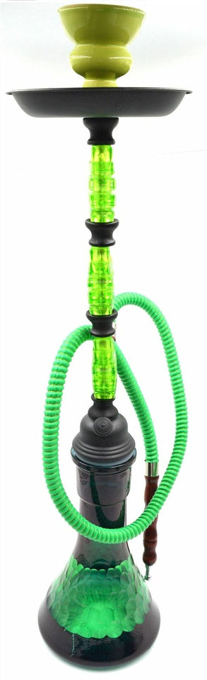 24" Green Apple Design Glass Vase Hookah Shisha Smoking Pipe Plastic Hose