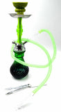 New 15" Green Design Glass Vase Hookah Shisha Smoking Pipe Plastic Hose