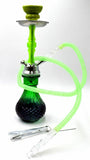 New 15" Green Design Glass Vase Hookah Shisha Smoking Pipe Plastic Hose