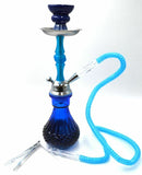 15" Blue Design Glass Vase Hookah Shisha Smoking Pipe Plastic Hose