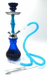 15" Blue Design Glass Vase Hookah Shisha Smoking Pipe Plastic Hose