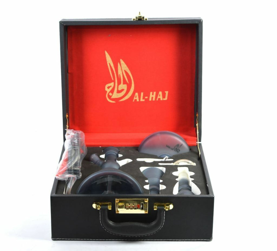 Al-Haj 100% Glass 13" Hookah Shisha Water Smoke Pipe Nargile 5 Colors + Colorful LED Lamp (Red)