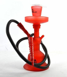 Al-Haj 100% Glass 13" Hookah Shisha Water Smoke Pipe Nargile 5 Colors + Colorful LED Lamp (Red)