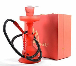 Al-Haj 100% Glass 13" Hookah Shisha Water Smoke Pipe Nargile 5 Colors + Colorful LED Lamp (Red)