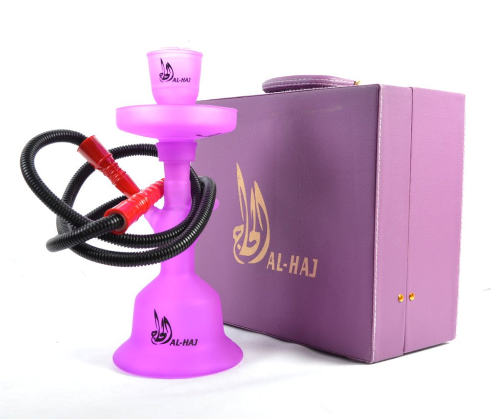 Al-Haj 100% Glass 13" Hookah Shisha Water Smoke Pipe Nargile 5 Colors + Colorful LED Lamp (Red)