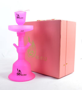 Al-Haj 100% Glass 13" Hookah Shisha Water Smoke Pipe Nargile 5 Colors + Colorful LED Lamp (Red)