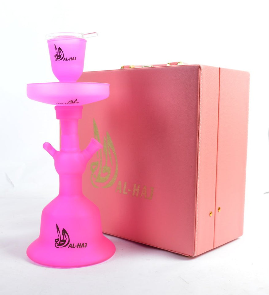 Al-Haj 100% Glass 13" Hookah Shisha Water Smoke Pipe Nargile 5 Colors + Colorful LED Lamp (Red)