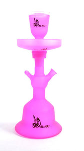 Al-Haj 100% Glass 13" Hookah Shisha Water Smoke Pipe Nargile 5 Colors + Colorful LED Lamp (Red)