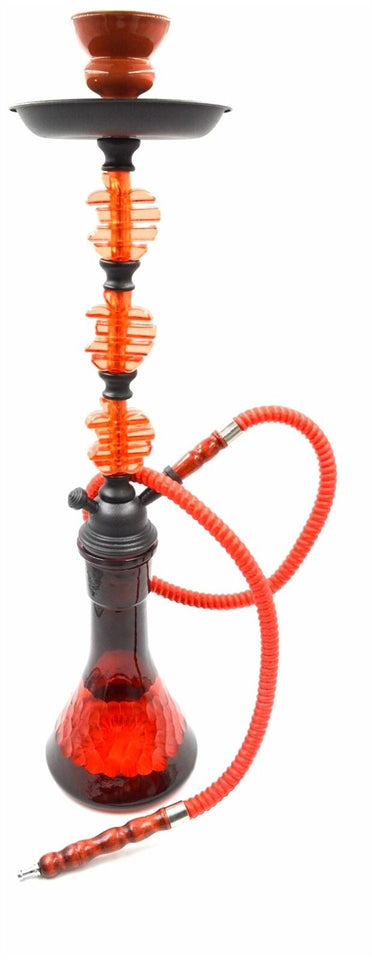 24" Red Apple Design Glass Vase Hookah Shisha Smoking Pipe Plastic Hose