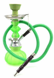 11" Hookah Shisha Complete Set Pumpkin Glass Vase Neon Glamor Decorated Green