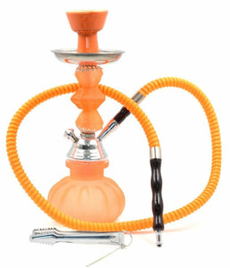 11" Hookah Shisha Complete Set Pumpkin Glass Vase Neon Glamor Decorated Orange