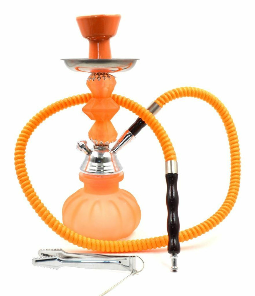 11" Hookah Shisha Complete Set Pumpkin Glass Vase Neon Glamor Decorated Orange