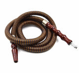 x3 Wooden Handle w Metal Tip Washable Hookah Hose Free Mouth Tips 60" in 5 Colors