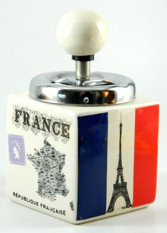 France Flag Eiffel Tower Ceramic Spinning Cigarette Ashtray